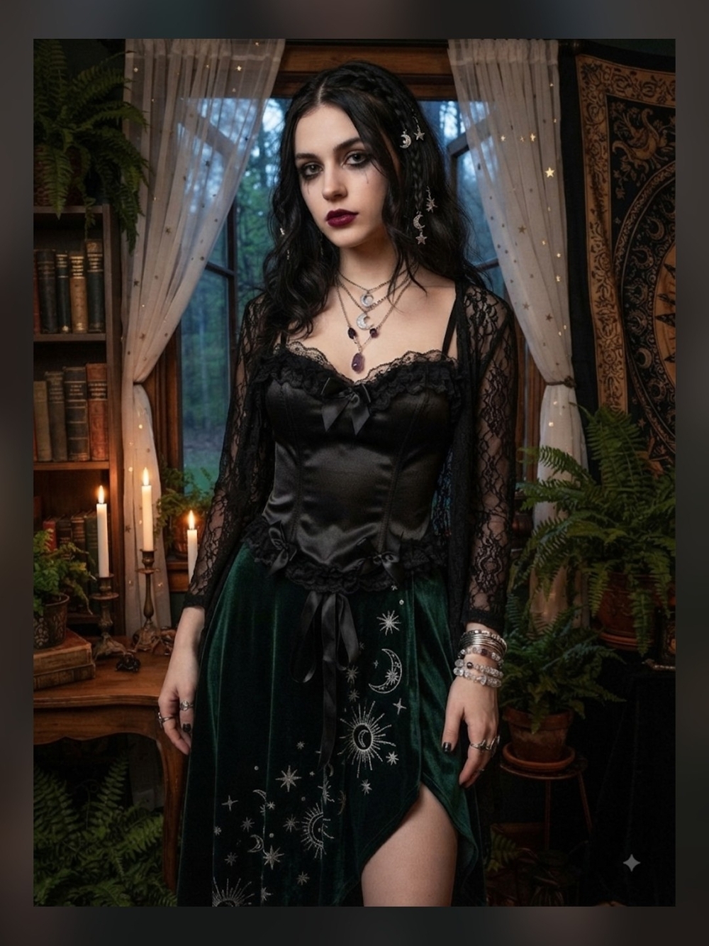 New Dolls Kill Trickz N' Treatz Romantic Age Corset Top, Black, Small